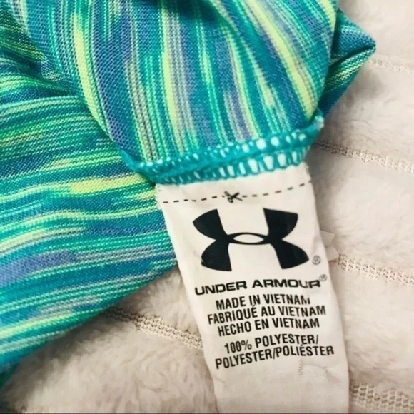 Under Armour UA Tech All Season Semi Fitted Green Blue Half Zip Long Sleeve Top - Picture 6 of 7